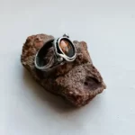 Gorgeous Mars and Moons Hammered Ring close up photo on a white background