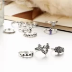 Gorgeous Vintage Style Stackable Ring Set showing of the 3 rings in the front