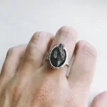 Stunning Oval Pure Meteorite Ring in Silver