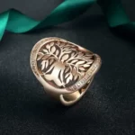 Rose Gold Ring With Filigree Tree of Life close up photo