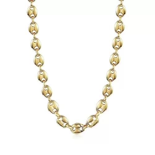 The Adorable Coffee Bean Chain Gold Necklace on a white background