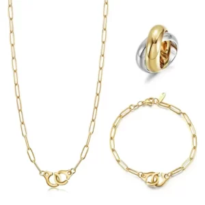 Beautiful Golden Paperclip Link Jewelry Set