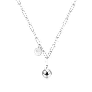 Beautiful Harmony Ball Long Chain Necklace in silver tone