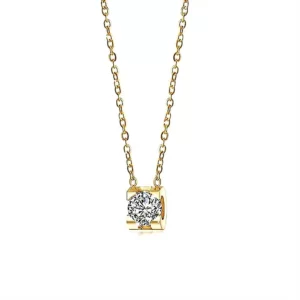 Dainty Golden Cubic Zirconia Pendant Necklace