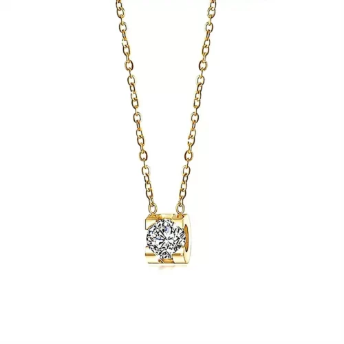 Dainty Golden Cubic Zirconia Pendant Necklace