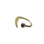 Daring Crescent Moon Ring With Black Onyx gold tone close up photo