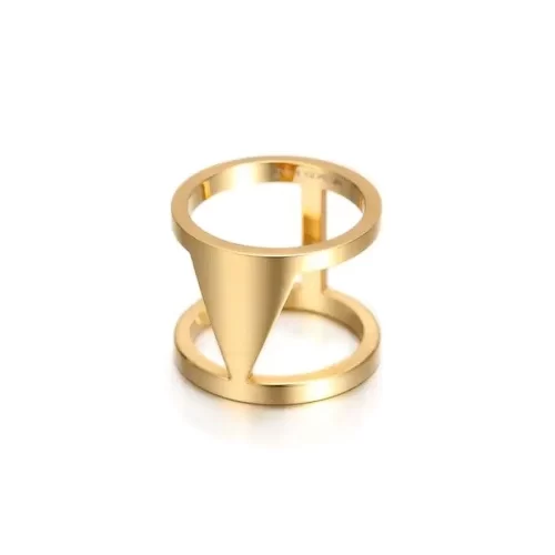 Double Hollow Statement Ring on a white background