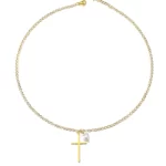 Golden Cross With Pearl Pendant Necklace