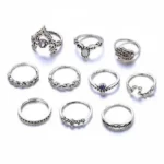 the ten rings of Gorgeous Vintage Style Stackable Ring Set