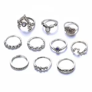 the ten rings of Gorgeous Vintage Style Stackable Ring Set