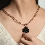 a woman wearing the Lucky 4-Leaf Clover Necklace