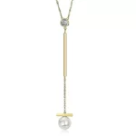 Pearl Drop Gold Pendant Necklace With CZ