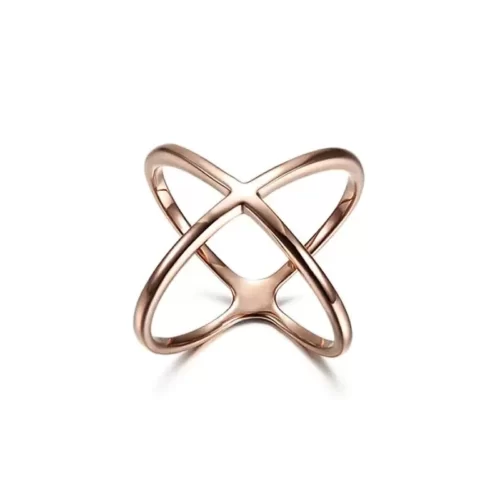 Rose Gold Criss Cross Band Ring