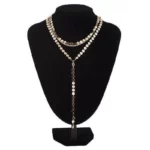 the golden Sexy 3 Layer Sequined Necklace With Rhinestones on a mannequin