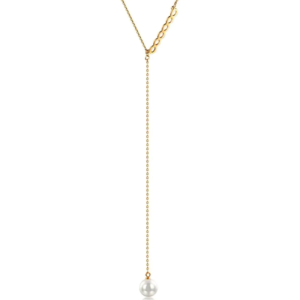 Sexy Y-Type Pearl Lariat Necklace For Women in gold tone