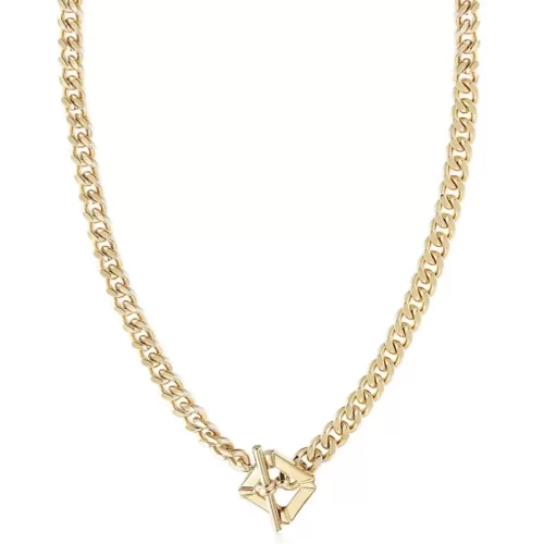 Square Toggle Clasp Golden Chain Necklace 11aa • Shoppertista