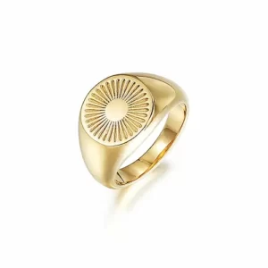 Stunning Sun Halo Gold Ring on a white background