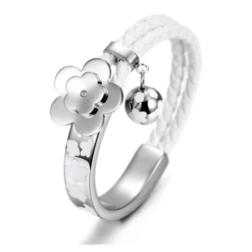 Amazing Flower Bud Wheat Chain Bar Bracelet in silver