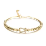 Terrific Golden Horseshoe Charm CZ Bracelet