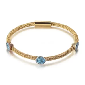 The Gold Cable Bangle With 3 Turquoise Stations