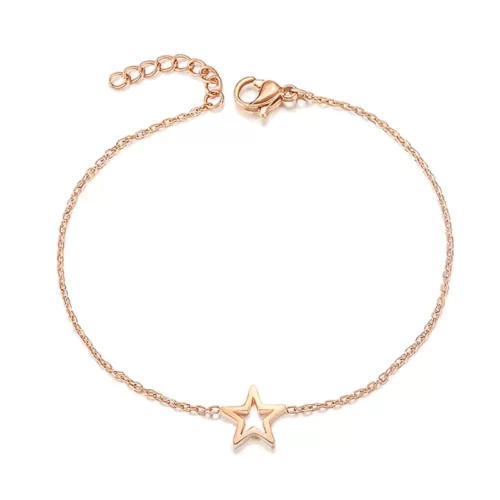 Adorable Star Charm Bracelet in rose gold plating