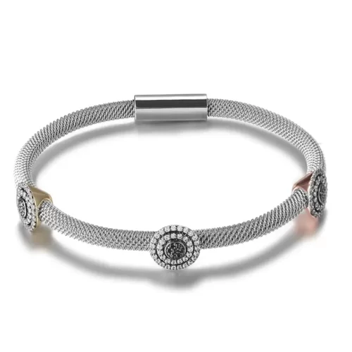 Beautiful 3-Tone Station Bangle