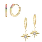 Starburst Rainbow Hoop Earrings Set