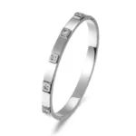 the silver version of the Striking Metal Stone Hinged Bangle