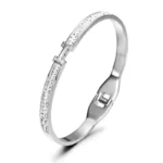 Wonderful Thin H-Shaped CZ Bangle IN SILVER