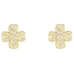 the 4 Leaf Clover Earrings With CZ in gold plating