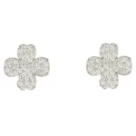 the 4 Leaf Clover Earrings With CZ in silver