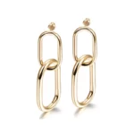 close up photo of the Attractive Interlocking Hoop Earrings in gold