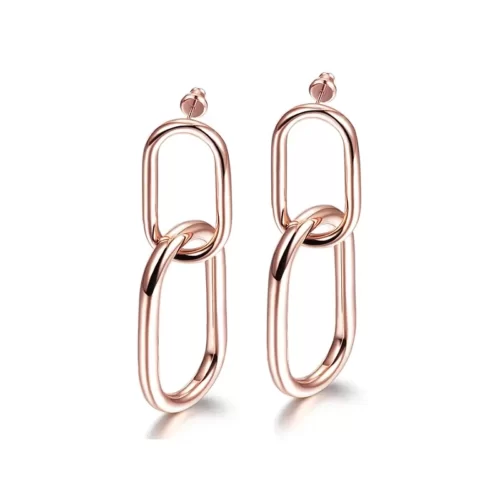 close up photo of the Attractive Interlocking Hoop Earrings in rose gold