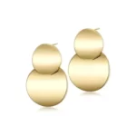 close up photo of the Beautiful Double Disc Drop Earrings in gold tone