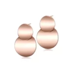 close up photo of the Beautiful Double Disc Drop Earrings in rose gold tone