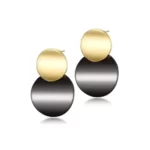 close up photo of the Beautiful Double Disc Drop Earrings in black color