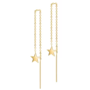 close up photo of the Bewildering Golden Star Threader Earrings