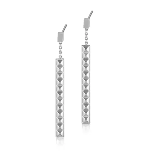 the silver-toned Pyramid Bar Earrings