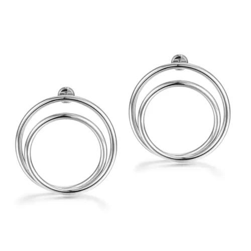 the Double Layered Silver Tone Hoop Earrings