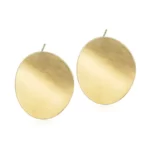 close up photo of the Eye-Catching Disc Statement Earrings in gold tone