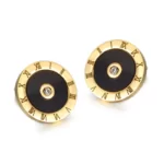 Glorious Golden Roman Numeral Round Earrings