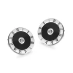 silver Glorious Roman Numeral Round Earrings