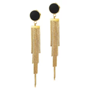 the gold version of the Long Tassel Drop Earrings