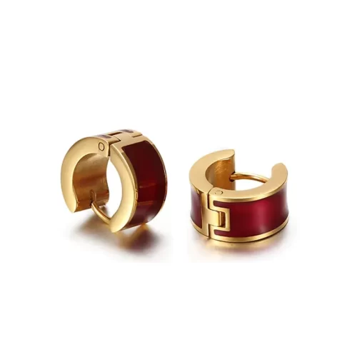 Popular Classic Hoop Earrings in gold with brown enamel