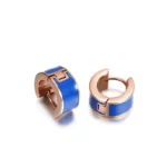 Popular Classic Hoop Earrings in rose gold with blue enamel