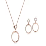 Rose Gold Oval Pendant Set With CZ