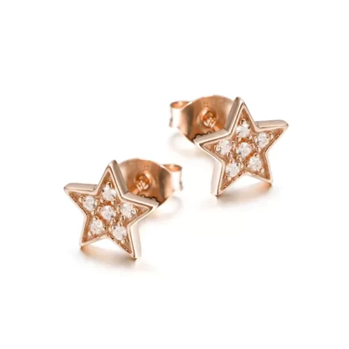 rose gold Minimalist Star Shimmer Stud Earrings