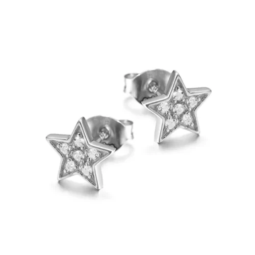 silver Minimalist Star Shimmer Stud Earrings