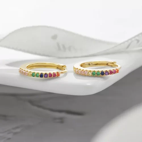 close up photo of the Stunning Rainbow Hoop Earrings