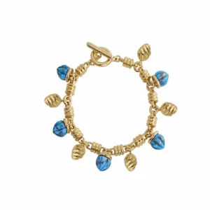 the 14k Gold Vermeil Twisted Turquoise Bracelet on a white background